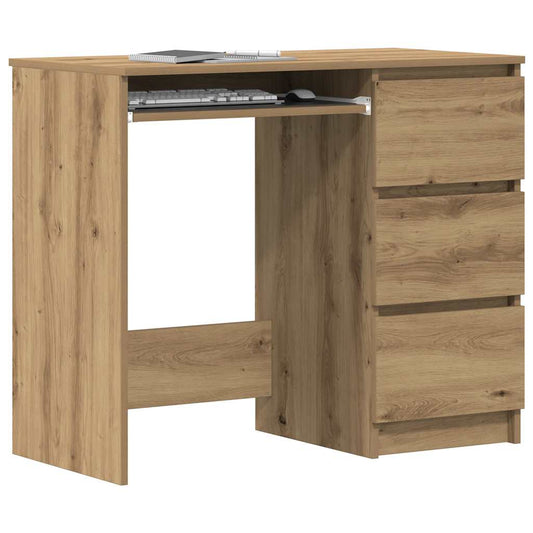 Bureau 90x45x76 cm bewerkt hout artisanaal eikenkleur